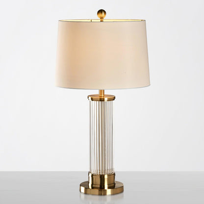 Edda Table Lamp | Metal Base & Linen Shade | Gold & White