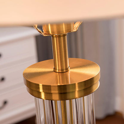 Edda Table Lamp | Metal Base & Linen Shade | Gold & White