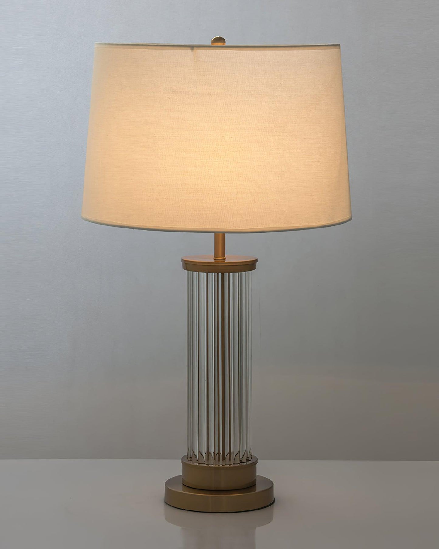 Edda Table Lamp | Metal Base & Linen Shade | Gold & White