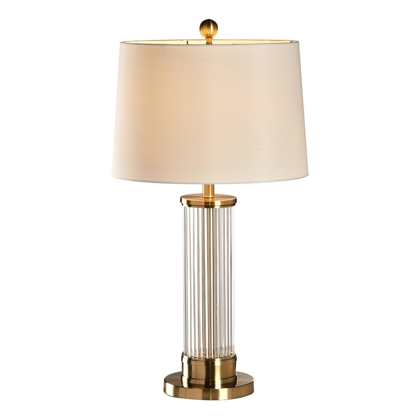 Edda Table Lamp | Metal Base & Linen Shade | Gold & White