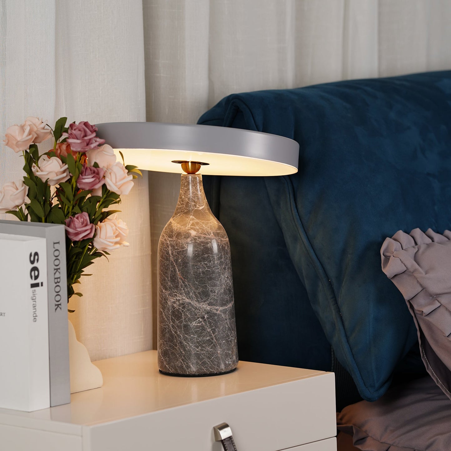 Eddy Table Lamp | Steel & Marble | Black, Grey, White