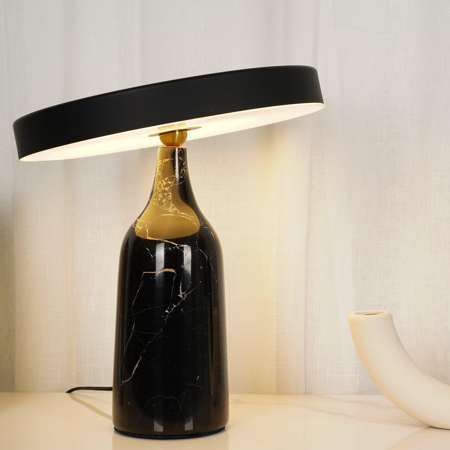 Eddy Table Lamp | Steel & Marble | Black, Grey, White