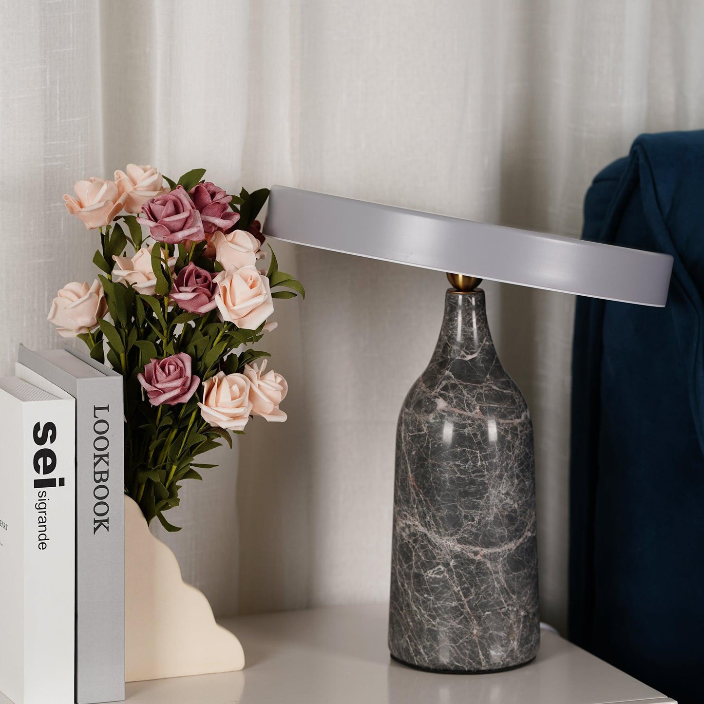 Eddy Table Lamp | Steel & Marble | Black, Grey, White