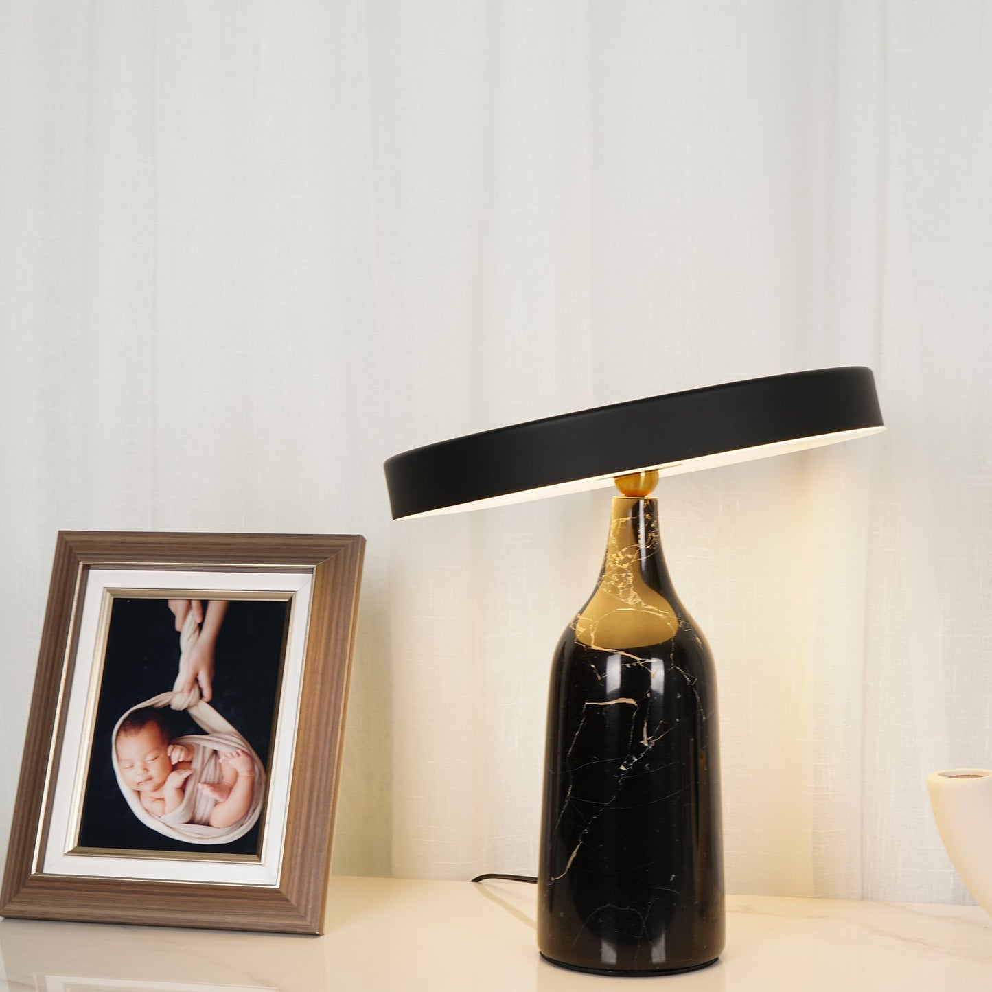 Eddy Table Lamp | Steel & Marble | Black, Grey, White