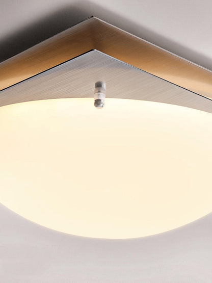 Edged Glass Ceiling Lamp | Stainless Steel | White Shade
