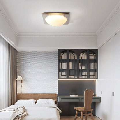 Edged Glass Ceiling Lamp | Stainless Steel | White Shade
