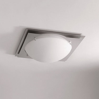 Edged Glass Ceiling Lamp | Stainless Steel | White Shade