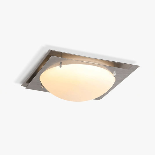 Edged Glass Ceiling Lamp | Stainless Steel | White Shade