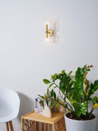 Edie Plug-In Wall Lamp | Brass & Glass | Opal, Smoke Grey, Blue Shades