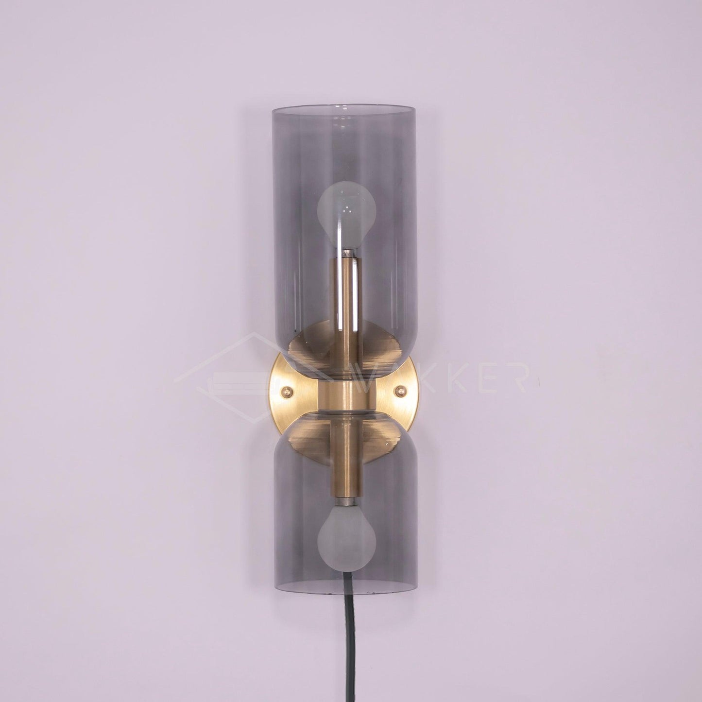 Edie Plug-In Wall Lamp | Brass & Glass | Opal, Smoke Grey, Blue Shades