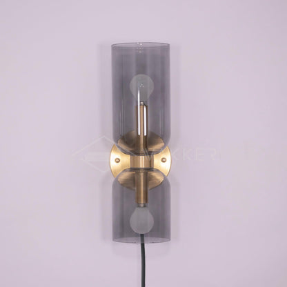 Edie Plug-In Wall Lamp | Brass & Glass | Opal, Smoke Grey, Blue Shades