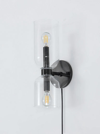 Edie Plug-In Wall Lamp | Brass & Glass | Opal, Smoke Grey, Blue Shades