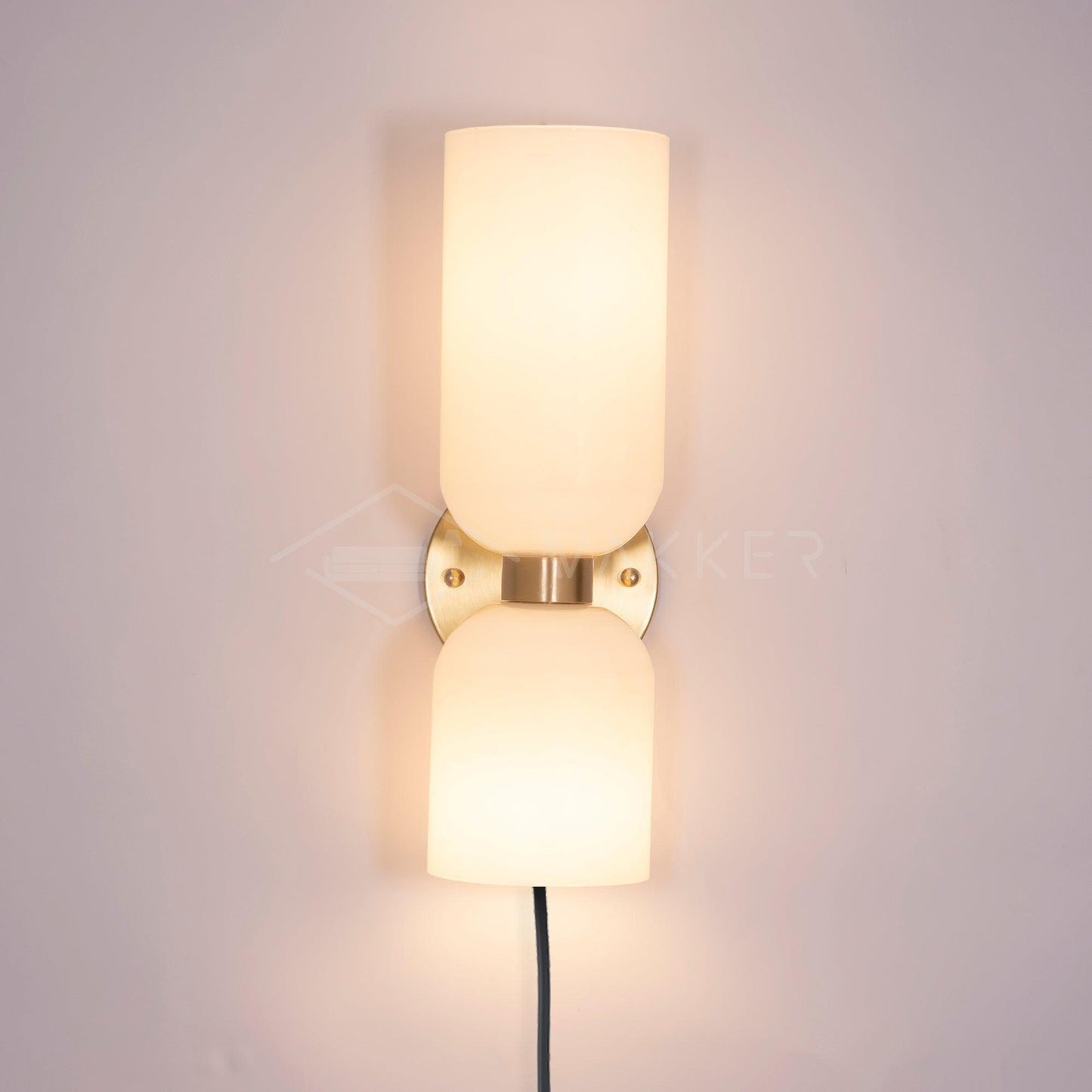 Edie Plug-In Wall Lamp | Brass & Glass | Opal, Smoke Grey, Blue Shades