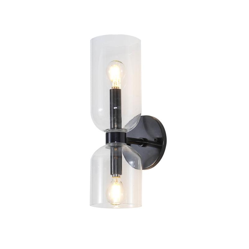 Wall Lamp Set of 2 | Opal & Smoked Glass | Satin Brass & Blackened Brass