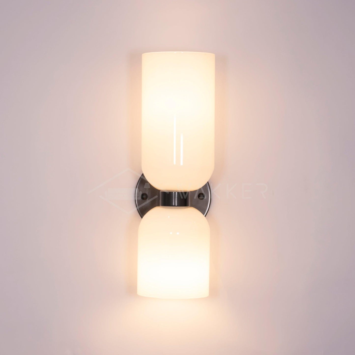 Wall Lamp Set of 2 | Opal & Smoked Glass | Satin Brass & Blackened Brass