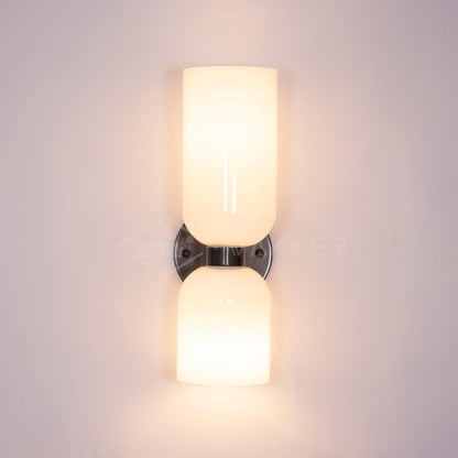 Wall Lamp Set of 2 | Opal & Smoked Glass | Satin Brass & Blackened Brass