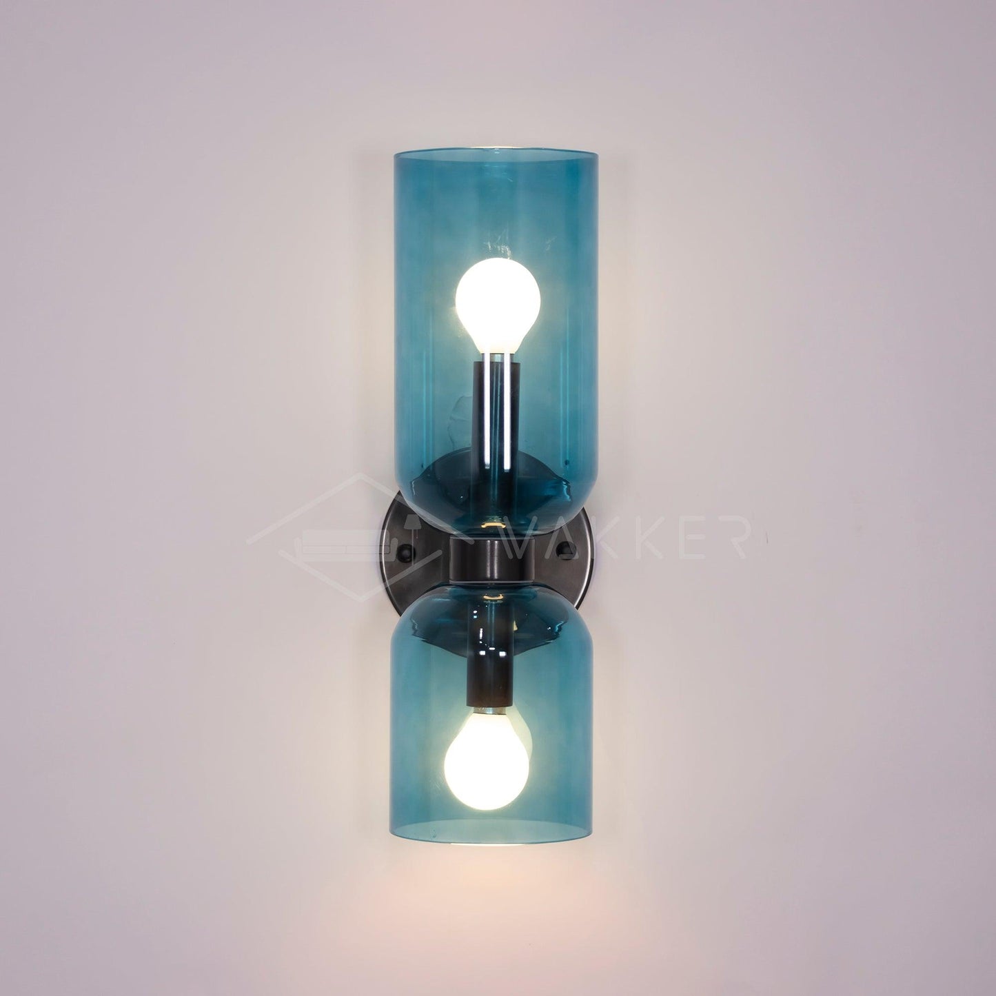 Wall Lamp Set of 2 | Opal & Smoked Glass | Satin Brass & Blackened Brass