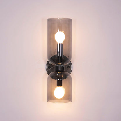 Wall Lamp Set of 2 | Opal & Smoked Glass | Satin Brass & Blackened Brass