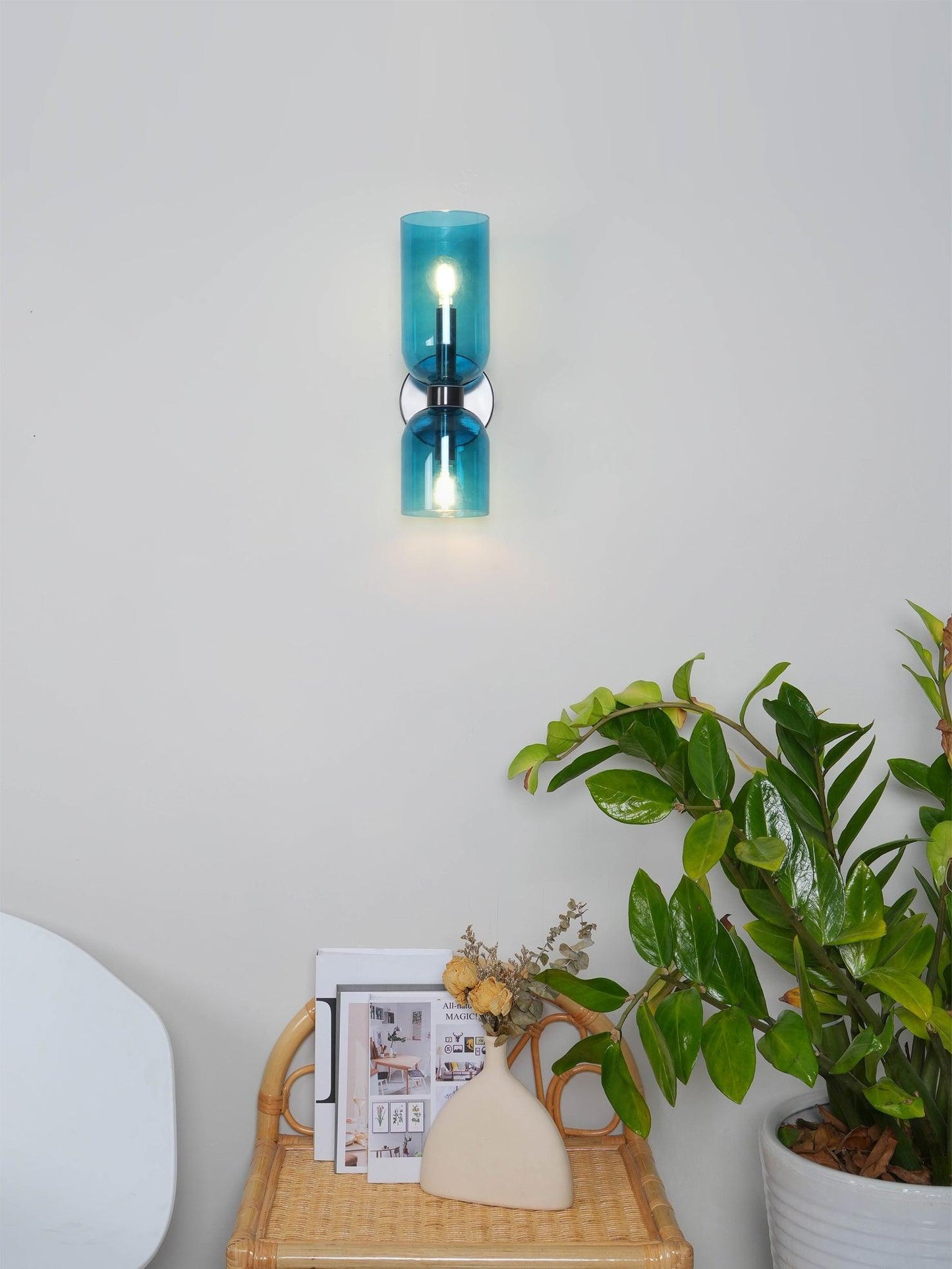 Wall Lamp Set of 2 | Opal & Smoked Glass | Satin Brass & Blackened Brass
