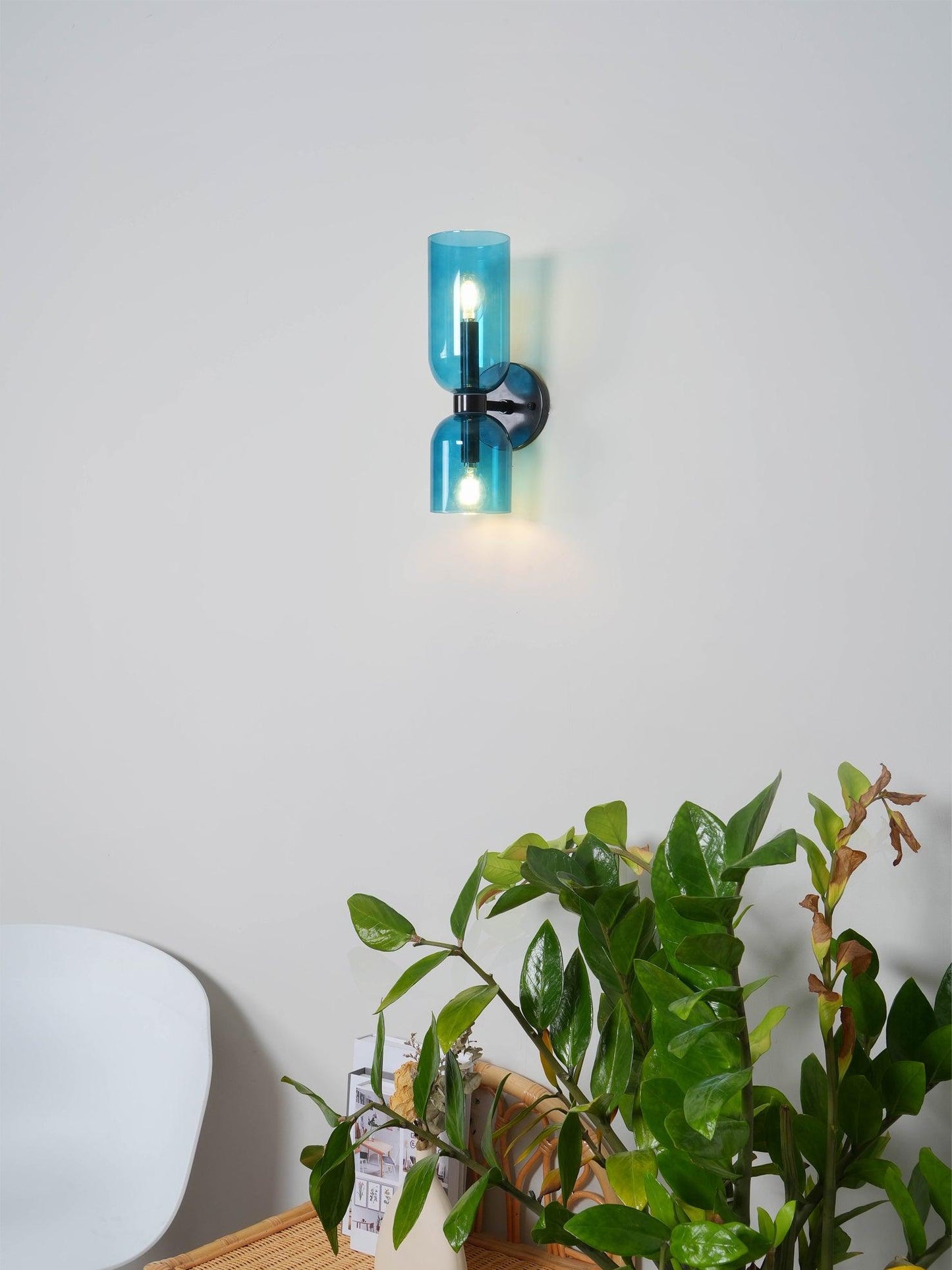 Wall Lamp Set of 2 | Opal & Smoked Glass | Satin Brass & Blackened Brass