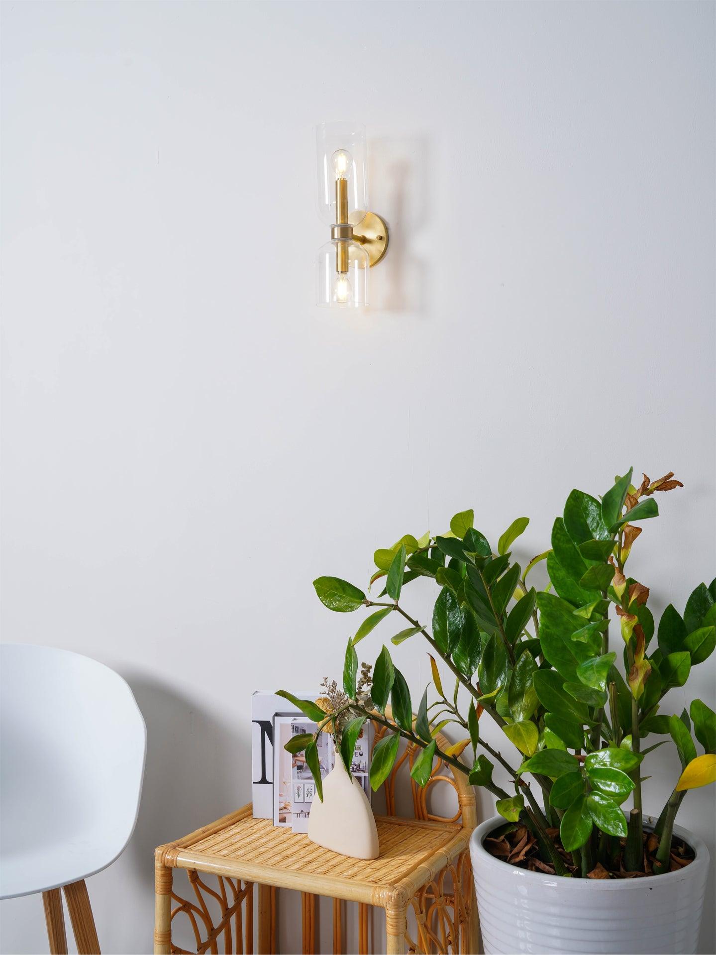 Wall Lamp Set of 2 | Opal & Smoked Glass | Satin Brass & Blackened Brass