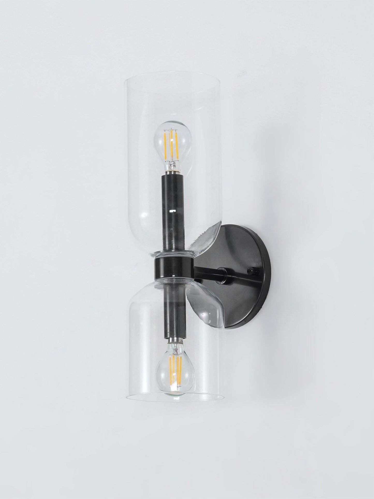 Wall Lamp Set of 2 | Opal & Smoked Glass | Satin Brass & Blackened Brass