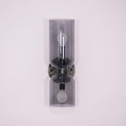 Wall Lamp Set of 2 | Opal & Smoked Glass | Satin Brass & Blackened Brass