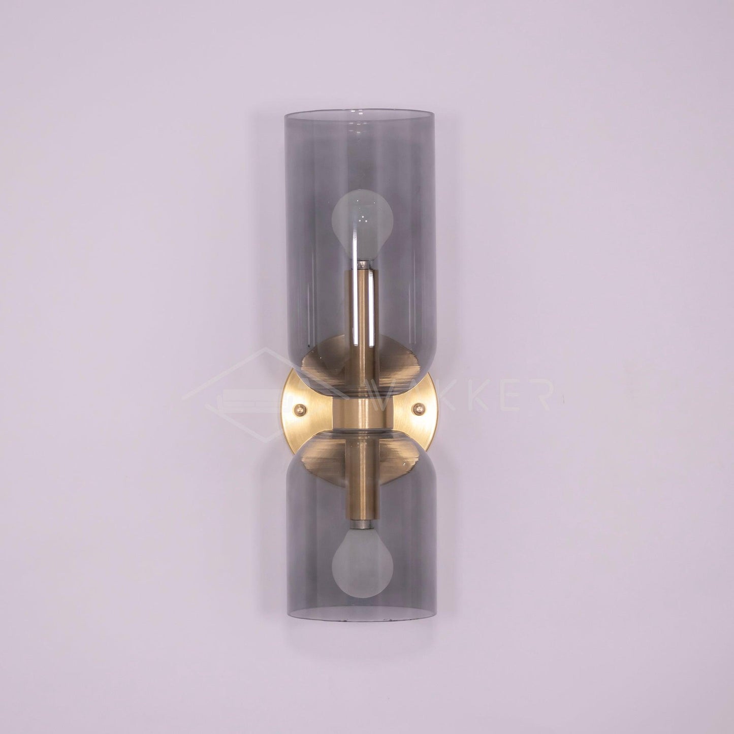 Wall Lamp Set of 2 | Opal & Smoked Glass | Satin Brass & Blackened Brass