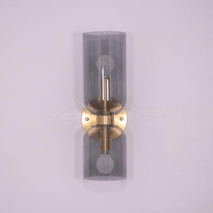 Wall Lamp Set of 2 | Opal & Smoked Glass | Satin Brass & Blackened Brass