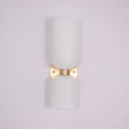 Wall Lamp Set of 2 | Opal & Smoked Glass | Satin Brass & Blackened Brass