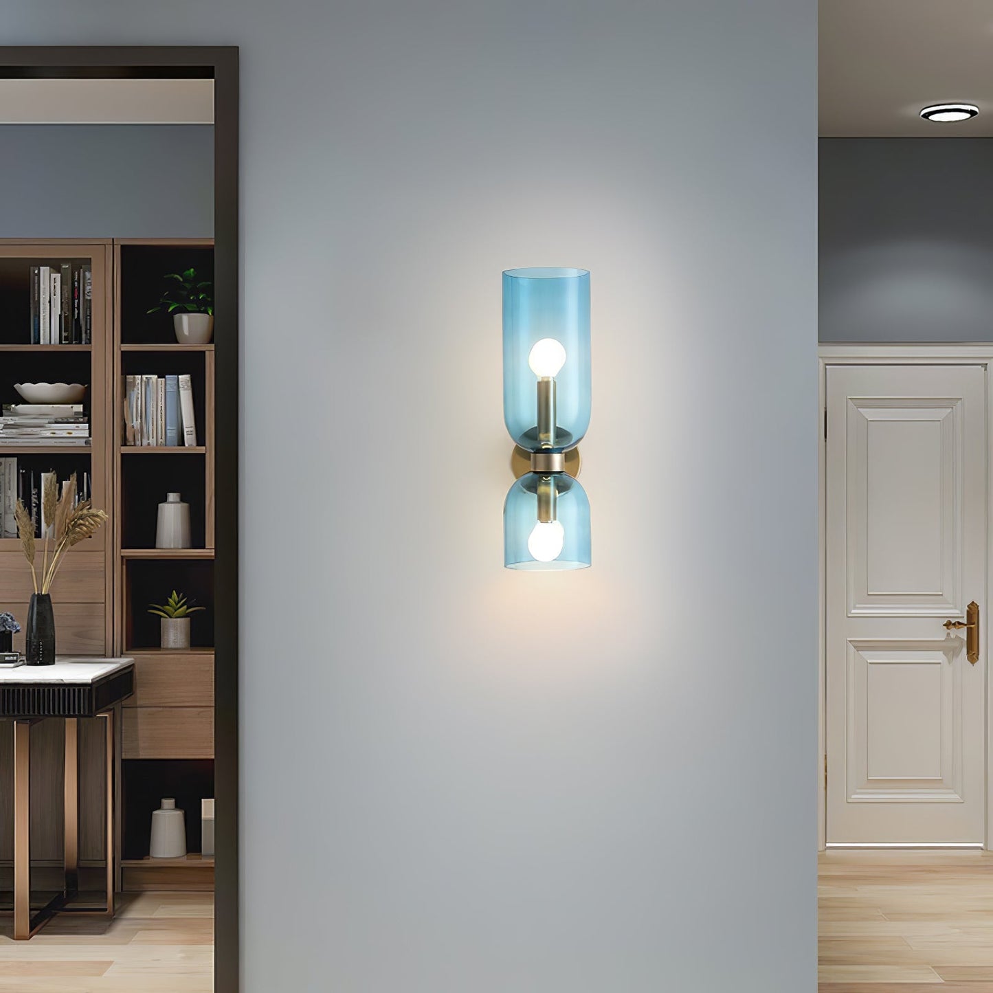 Wall Lamp Set of 2 | Opal & Smoked Glass | Satin Brass & Blackened Brass