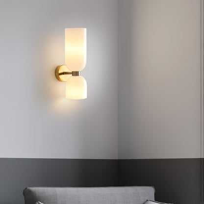 Wall Lamp Set of 2 | Opal & Smoked Glass | Satin Brass & Blackened Brass