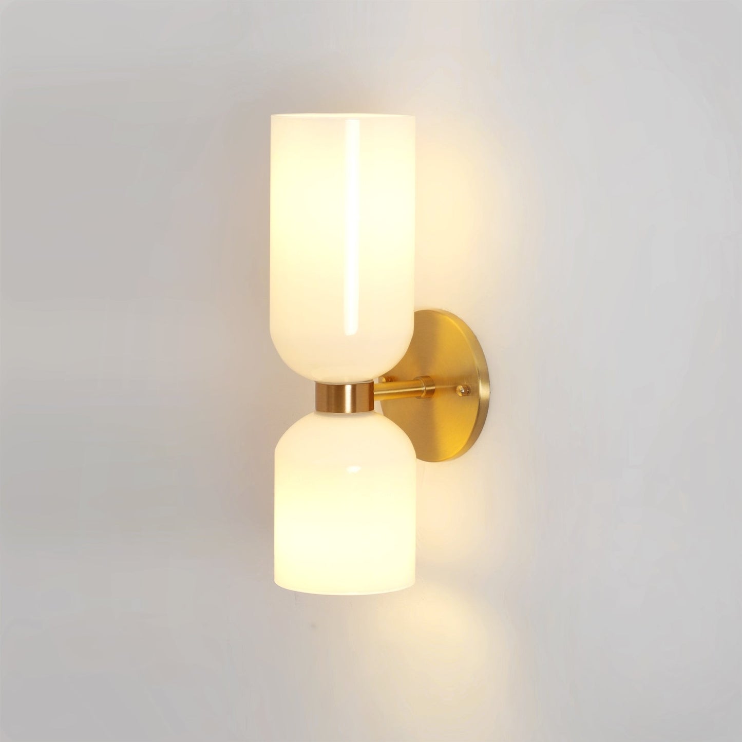 Wall Lamp Set of 2 | Opal & Smoked Glass | Satin Brass & Blackened Brass