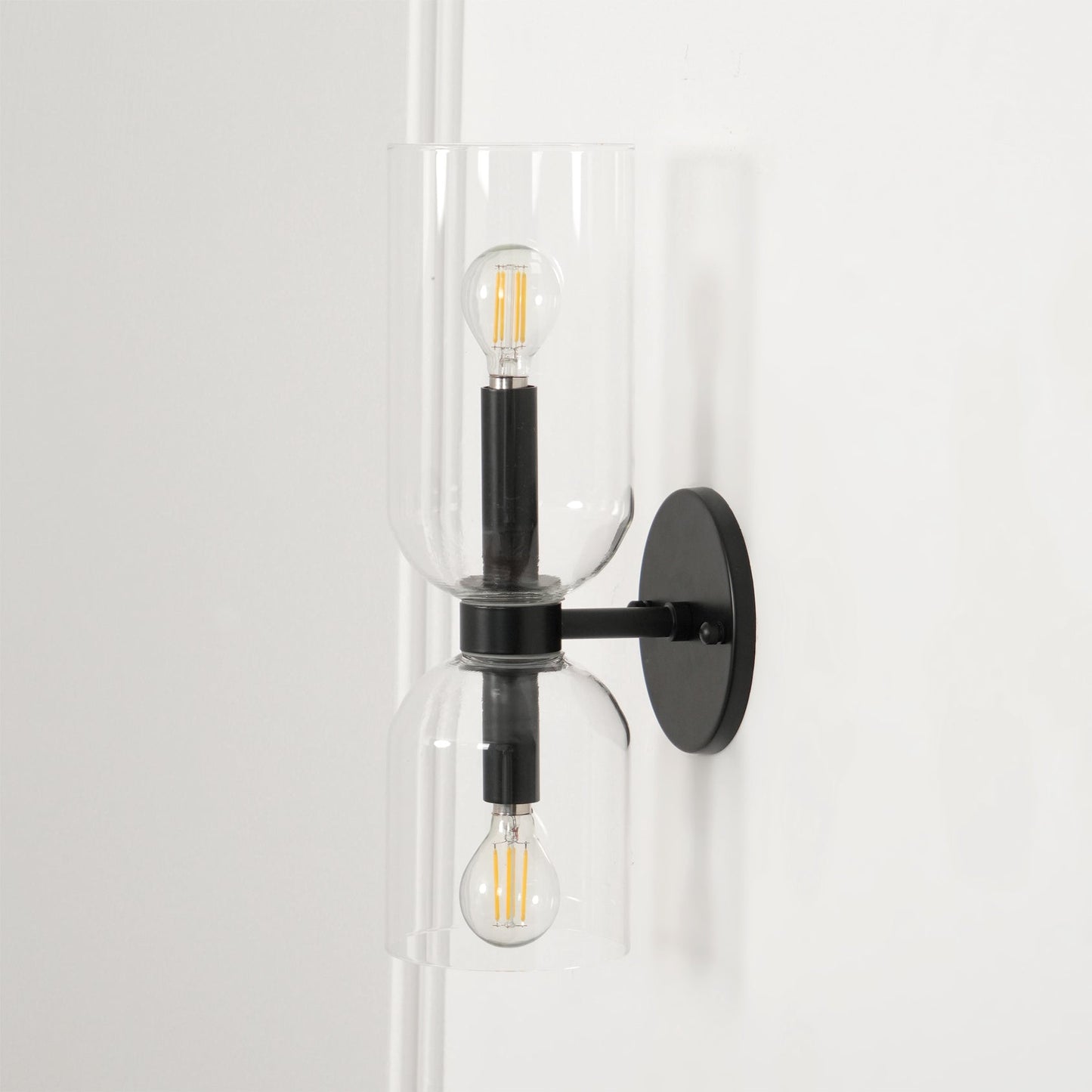 Wall Lamp Set of 2 | Opal & Smoked Glass | Satin Brass & Blackened Brass