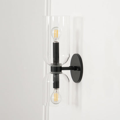 Wall Lamp Set of 2 | Opal & Smoked Glass | Satin Brass & Blackened Brass