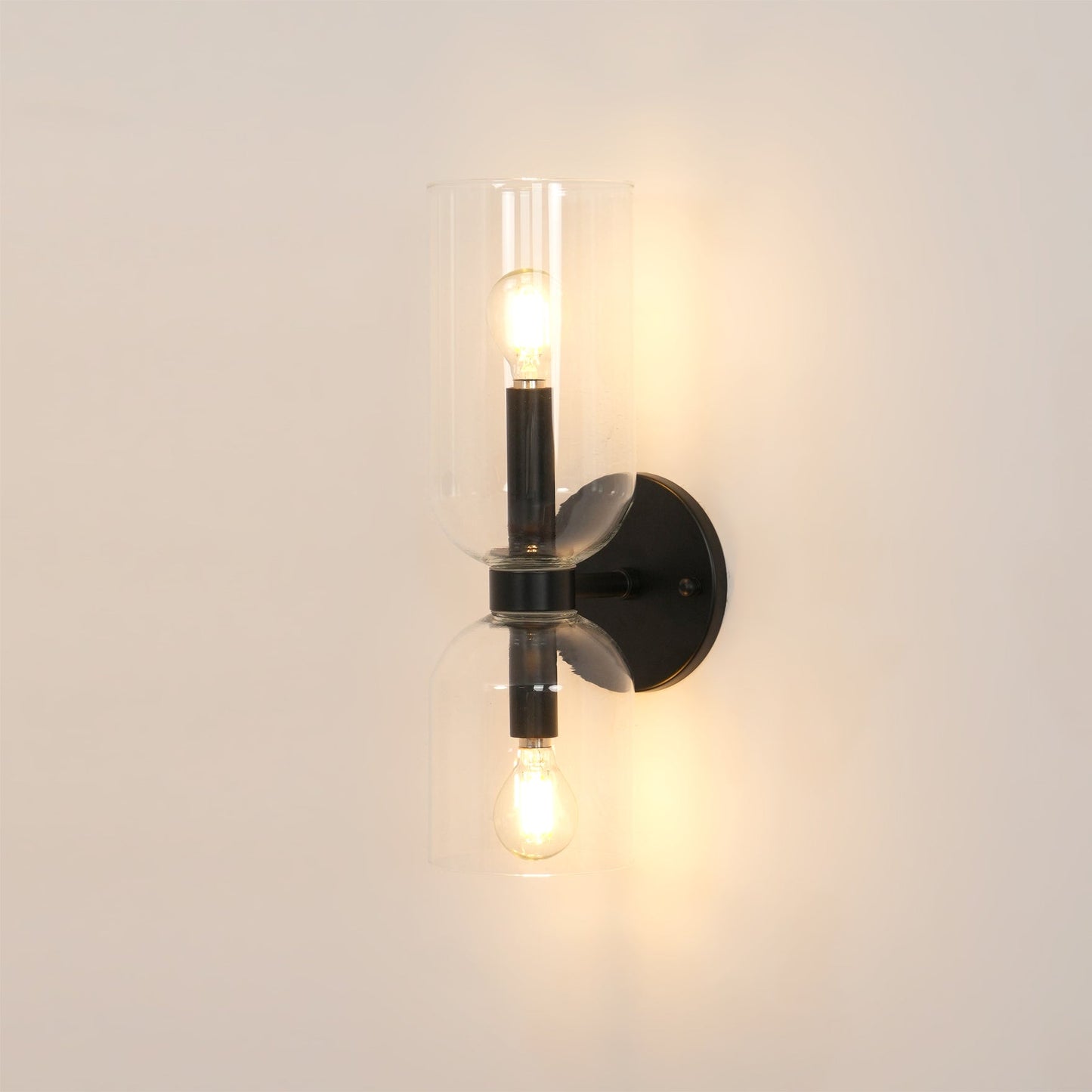 Wall Lamp Set of 2 | Opal & Smoked Glass | Satin Brass & Blackened Brass