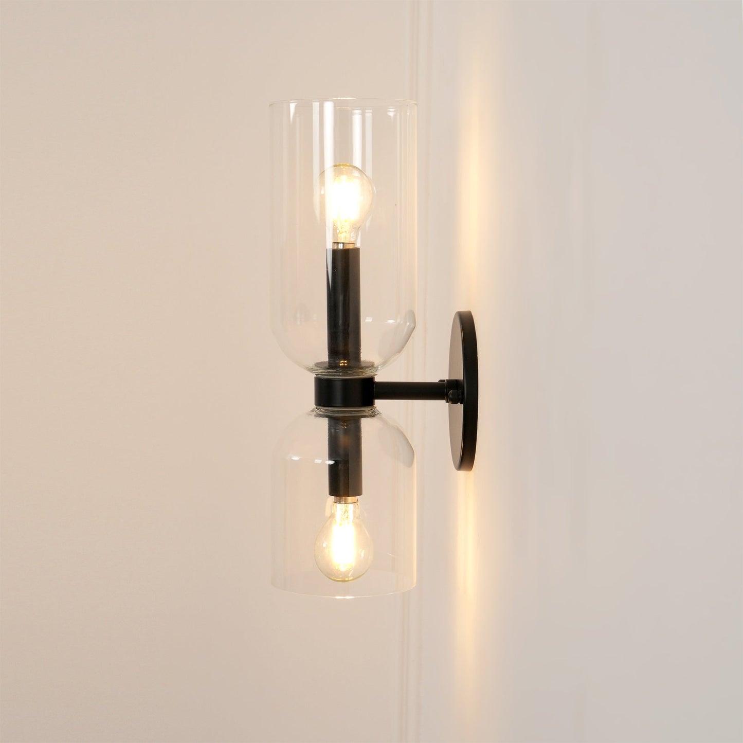 Wall Lamp Set of 2 | Opal & Smoked Glass | Satin Brass & Blackened Brass