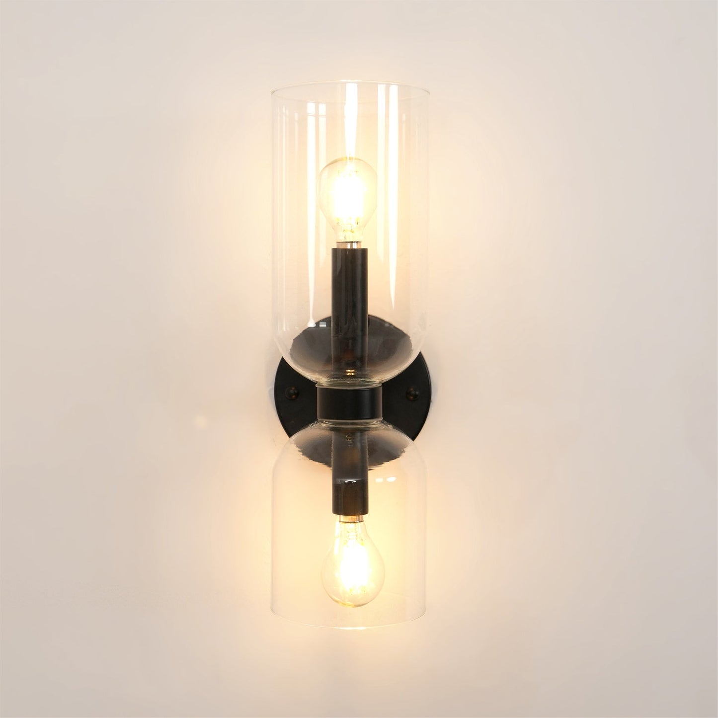 Wall Lamp Set of 2 | Opal & Smoked Glass | Satin Brass & Blackened Brass