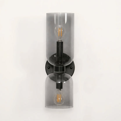 Wall Lamp Set of 2 | Opal & Smoked Glass | Satin Brass & Blackened Brass