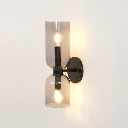 Wall Lamp Set of 2 | Opal & Smoked Glass | Satin Brass & Blackened Brass