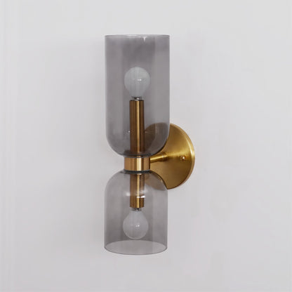 Wall Lamp Set of 2 | Opal & Smoked Glass | Satin Brass & Blackened Brass
