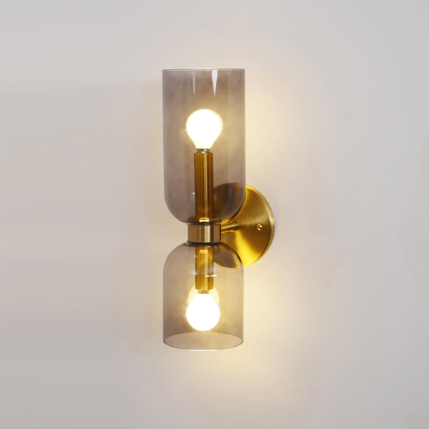 Wall Lamp Set of 2 | Opal & Smoked Glass | Satin Brass & Blackened Brass