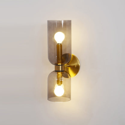Wall Lamp Set of 2 | Opal & Smoked Glass | Satin Brass & Blackened Brass