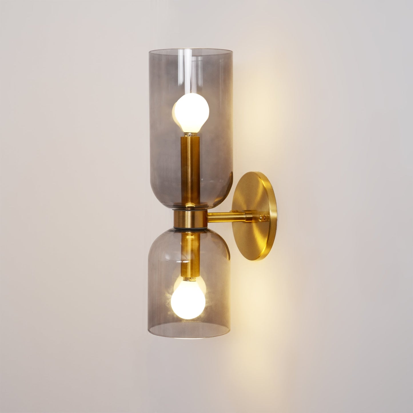 Wall Lamp Set of 2 | Opal & Smoked Glass | Satin Brass & Blackened Brass
