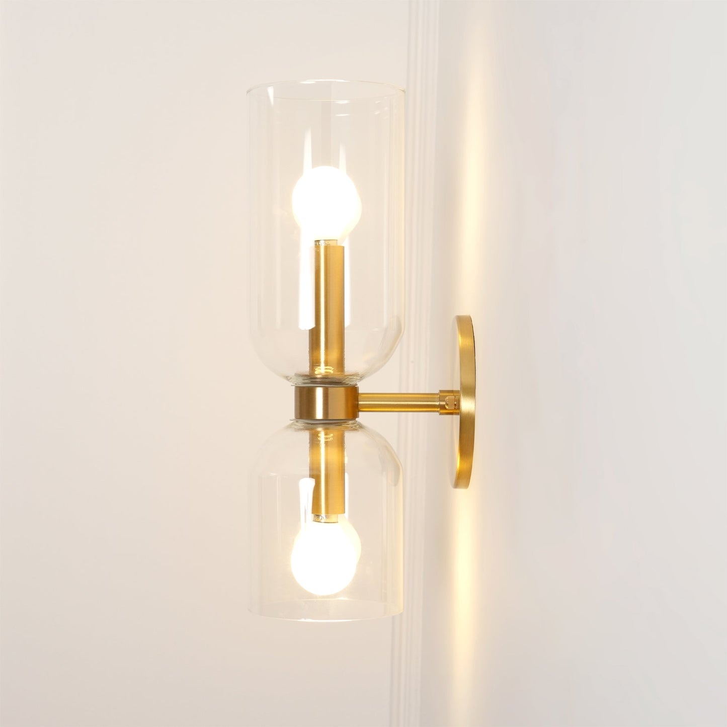 Wall Lamp Set of 2 | Opal & Smoked Glass | Satin Brass & Blackened Brass