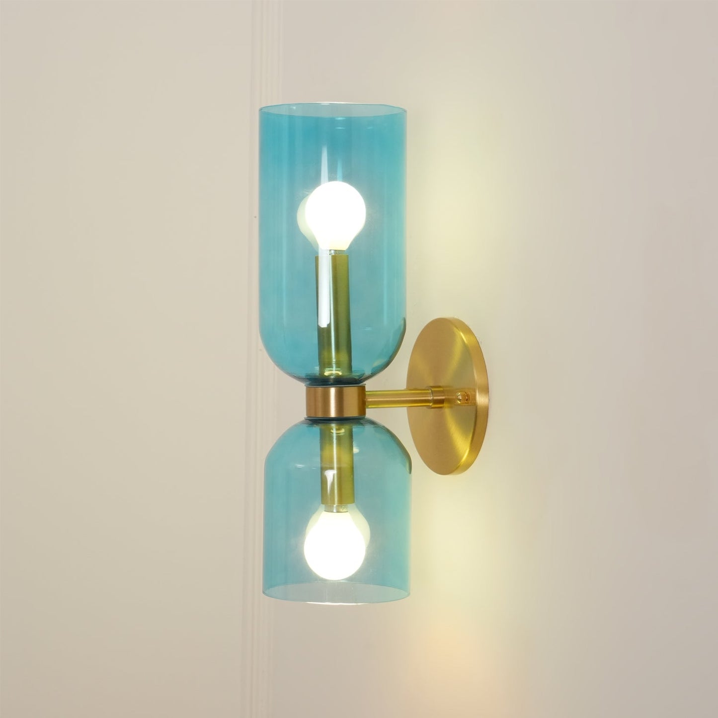 Wall Lamp Set of 2 | Opal & Smoked Glass | Satin Brass & Blackened Brass