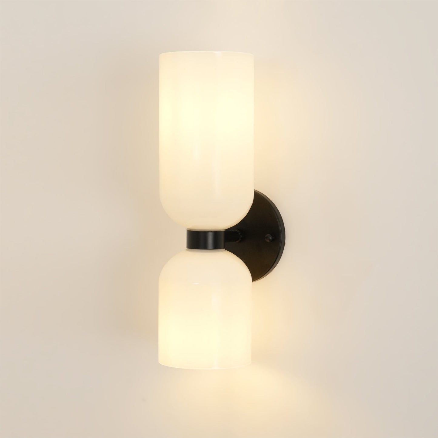 Wall Lamp Set of 2 | Opal & Smoked Glass | Satin Brass & Blackened Brass