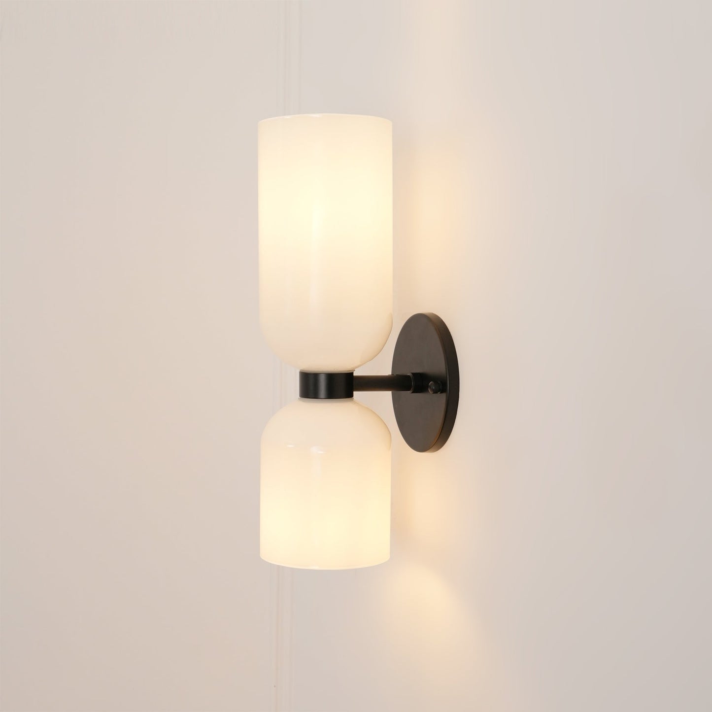 Wall Lamp Set of 2 | Opal & Smoked Glass | Satin Brass & Blackened Brass