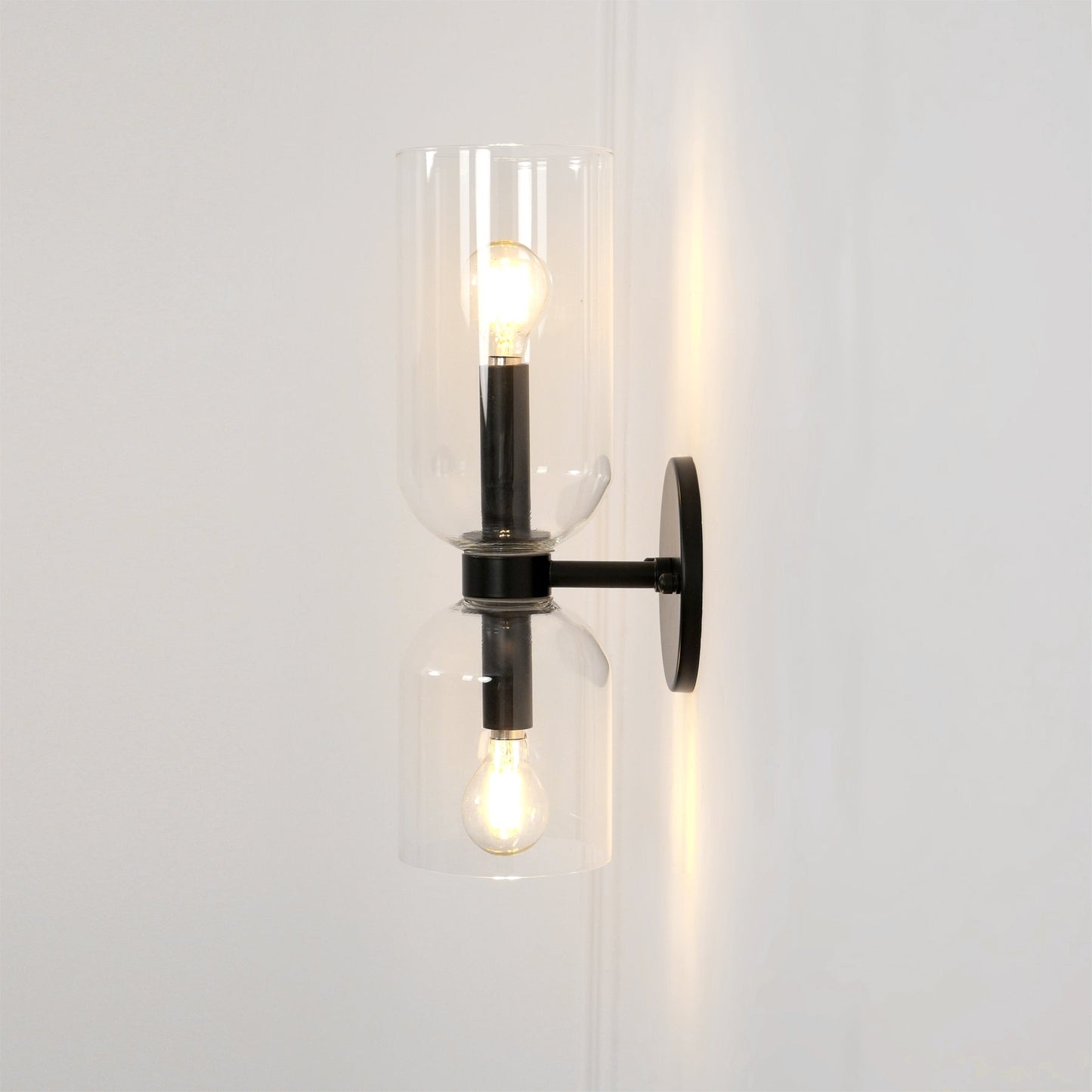 Wall Lamp Set of 2 | Opal & Smoked Glass | Satin Brass & Blackened Brass