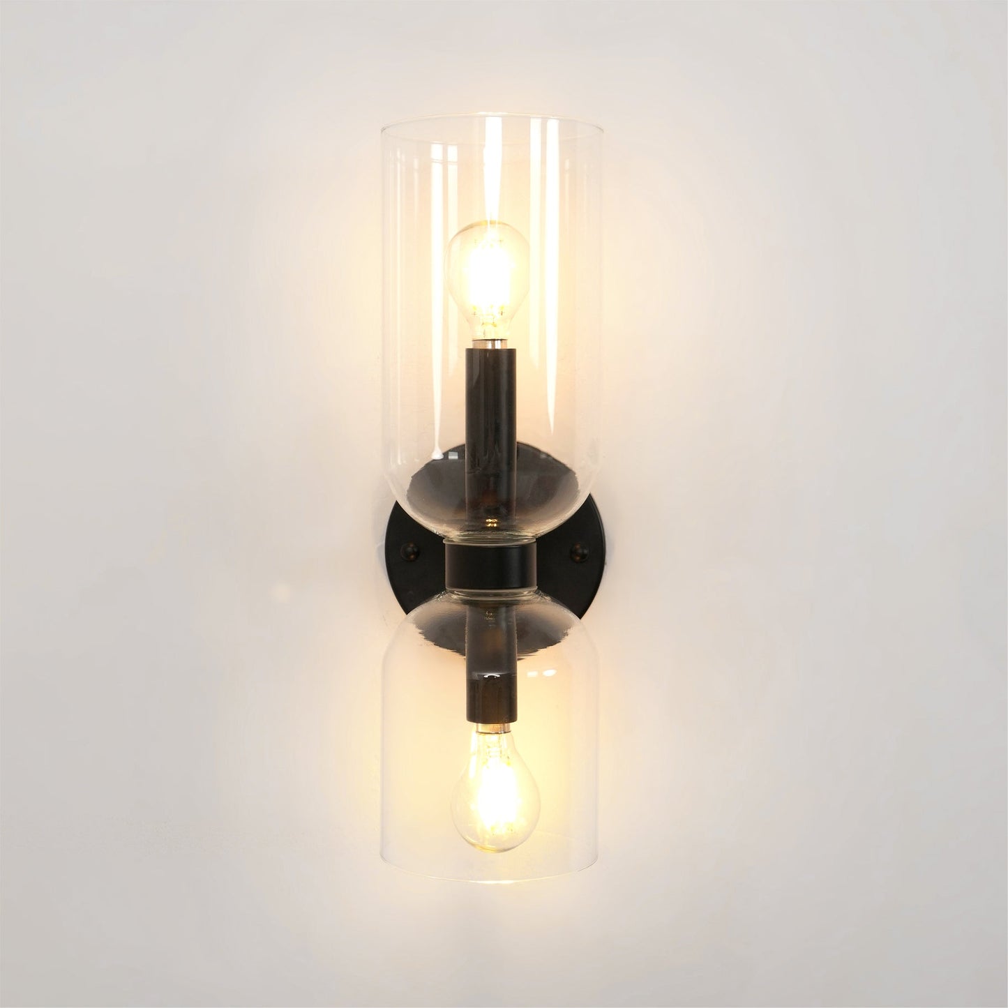 Wall Lamp Set of 2 | Opal & Smoked Glass | Satin Brass & Blackened Brass